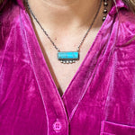 Fancy Turquoise Starburst Bar Genuine Necklace
