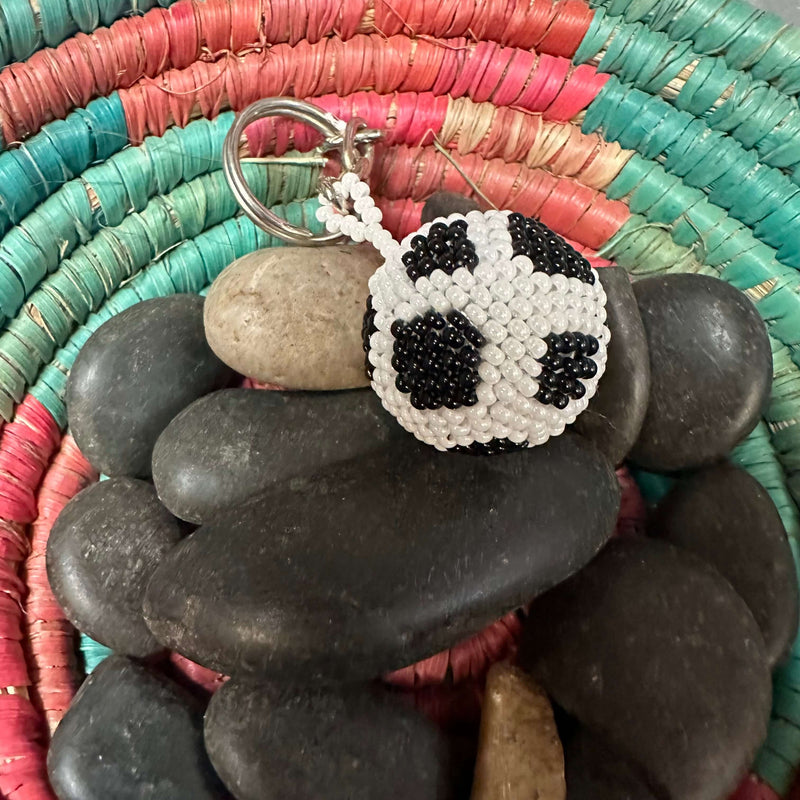 Beaded Soccer Ball Keychain