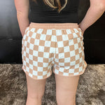Tan Checkered Athletic Shorts w/pockets