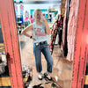 Dark Wash Mid Rise Ankle Boyfriend Turn Cuffed Risen Jeans