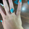 Turquoise Stone with Detailed Wide Band Genuine Ring