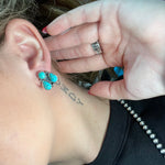 Turquoise 3 Stone Cluster Genuine Stud Earring