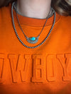 Turquoise Fan Chain Link Genuine Necklace