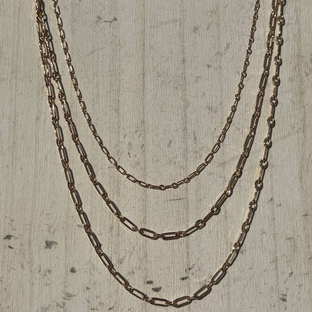 3 Paper Clip Gold Fashion Necklace - Country Lace Boutique