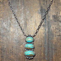 3 Stone Green Drop Sterling Silver 18 inch Necklace - Country Lace Boutique