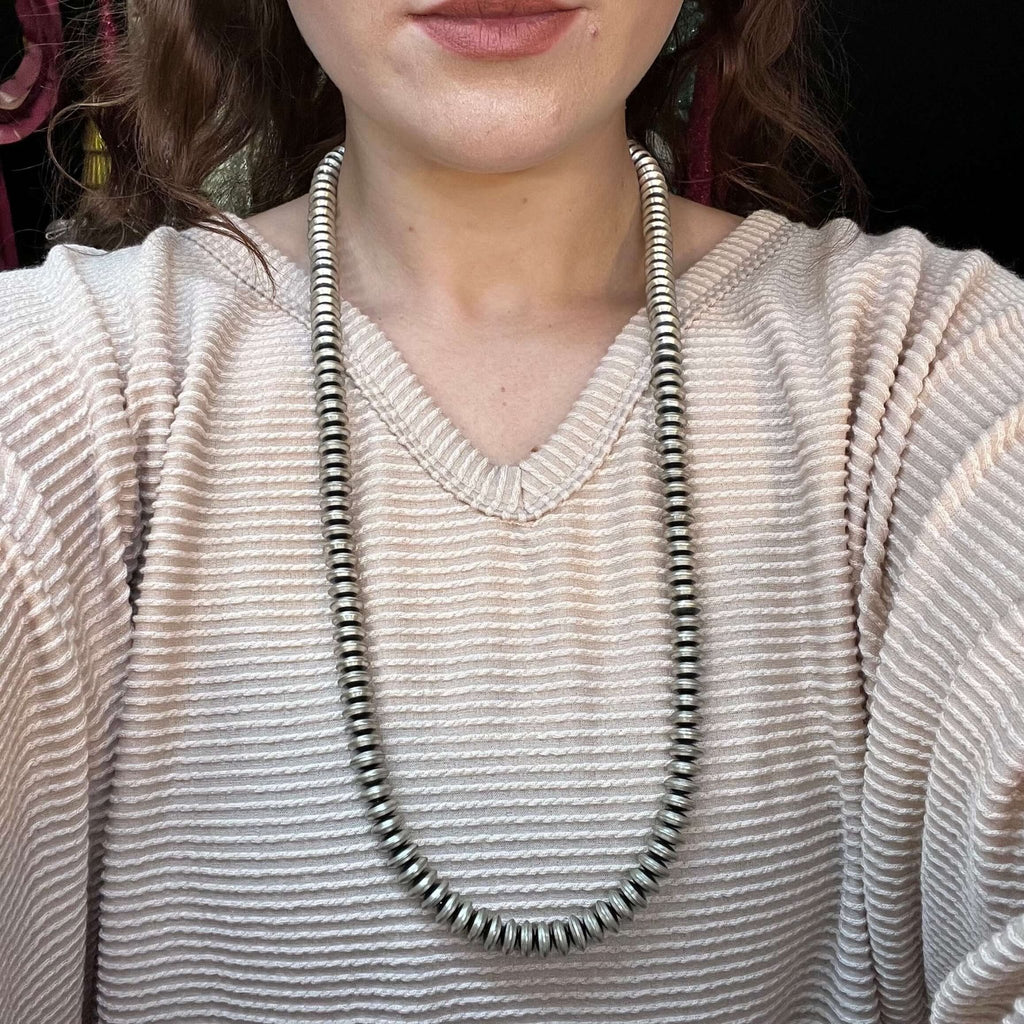 30 inch 10mm Shiny Saucer Sterling Silver Necklace