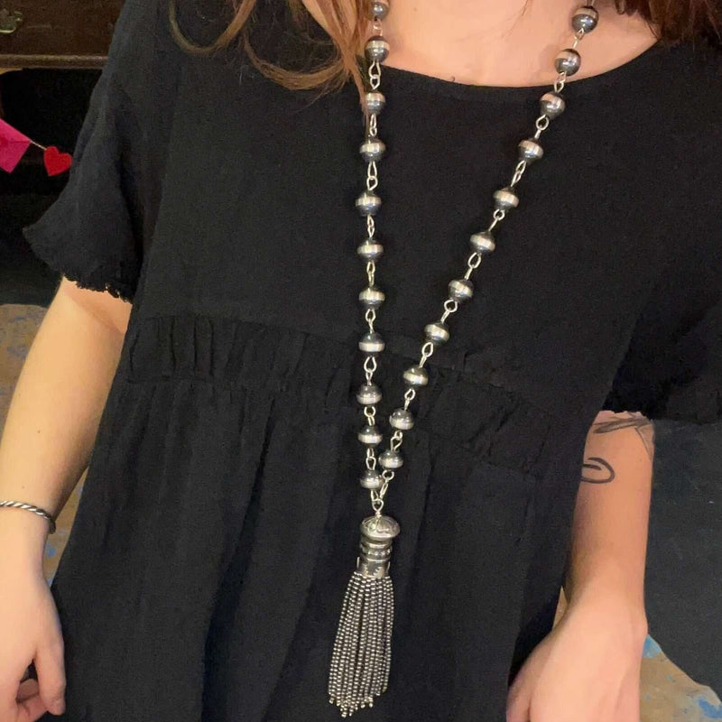 30 inch 14mm Tassel Huge Sterling Silver Necklace - Country Lace Boutique