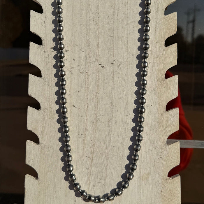 30 inch 4 & 8mm Navajo Pearls Patterned Sterling Silver Necklace - Country Lace Boutique