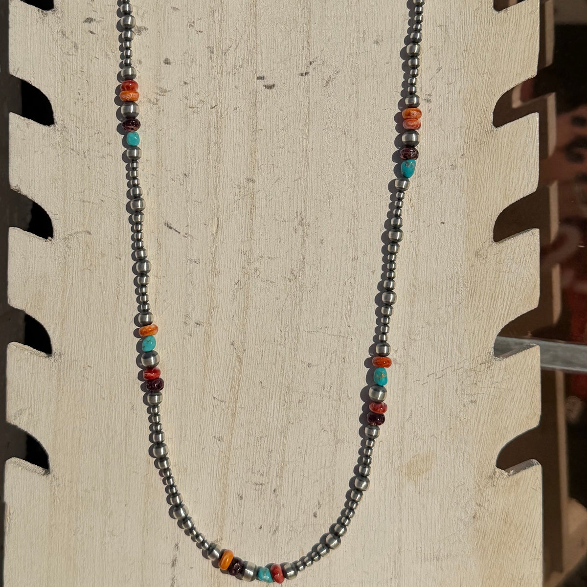 30 inch Fun Multi & Navajo Pearls Patterned Sterling Silver Necklace - Country Lace Boutique