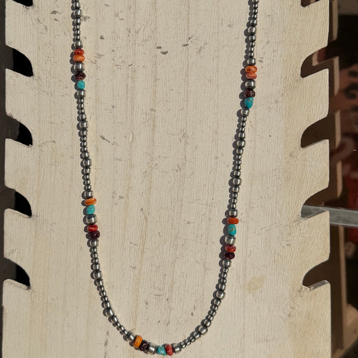 30 inch Fun Multi & Navajo Pearls Patterned Sterling Silver Necklace - Country Lace Boutique