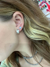 Iridescent Opal Round Stud Sterling Silver Earring