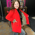 Red With Leopard Lined Blazer