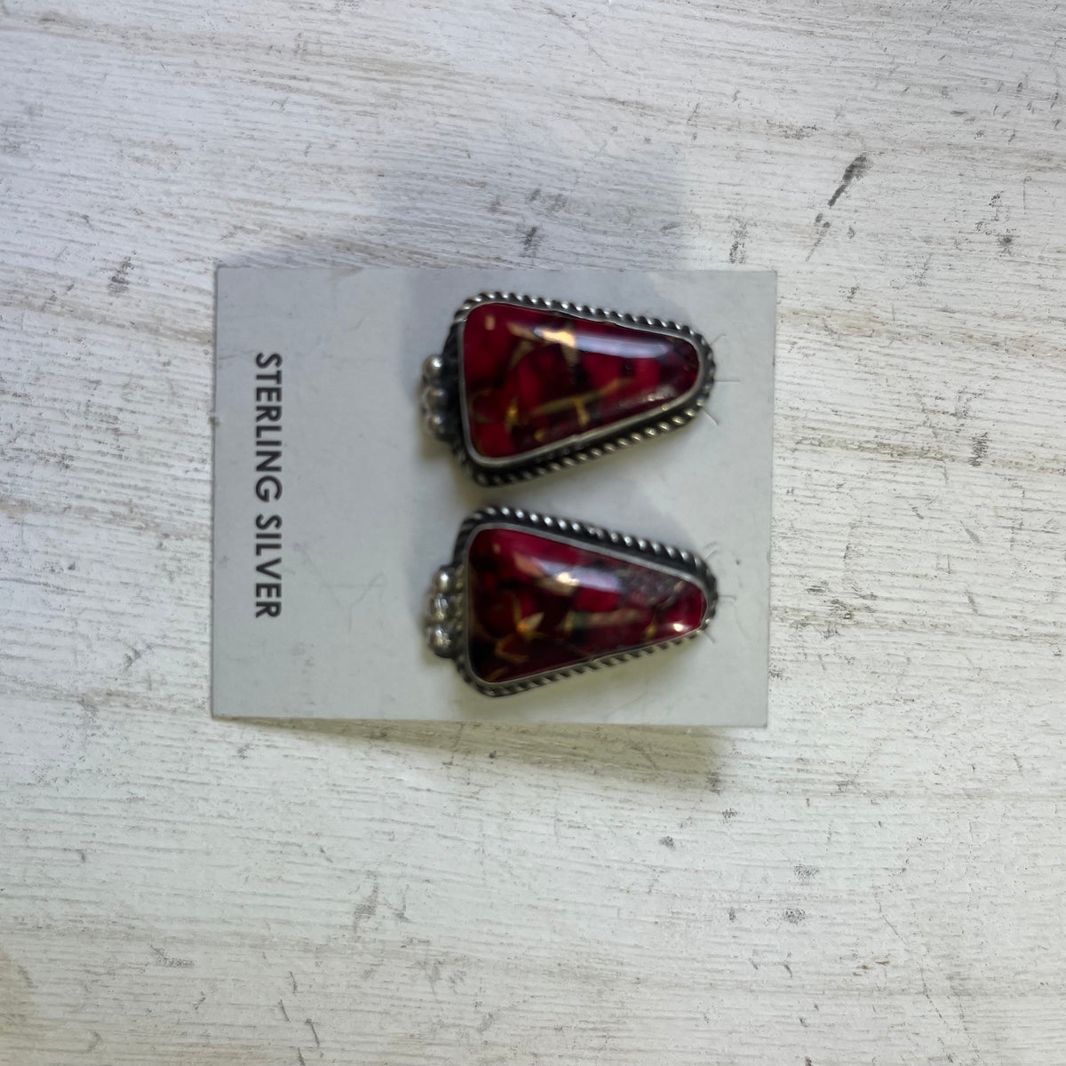 Dahlia Rose Triangle W/ Ball Detail Post Genuine Sterling Silver Earring