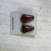 Dahlia Rose Triangle W/ Ball Detail Post Genuine Sterling Silver Earring
