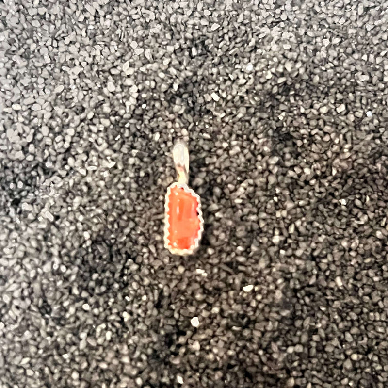 Tiny Red Coral Genuine Necklace  Pendant