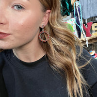 Unique Zuni Coral Dangle Post Sterling Silver Earring
