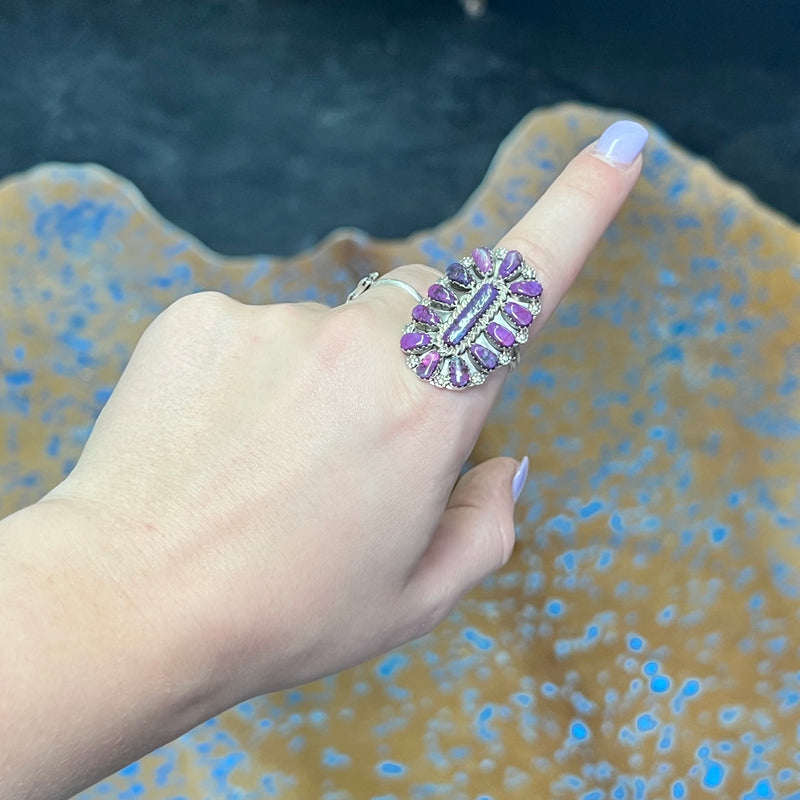 Purple Mohave Oval Cluster Genuine Ring