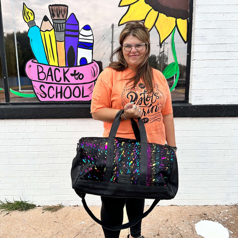 Black Acidwash Rainbow Duffle Bag