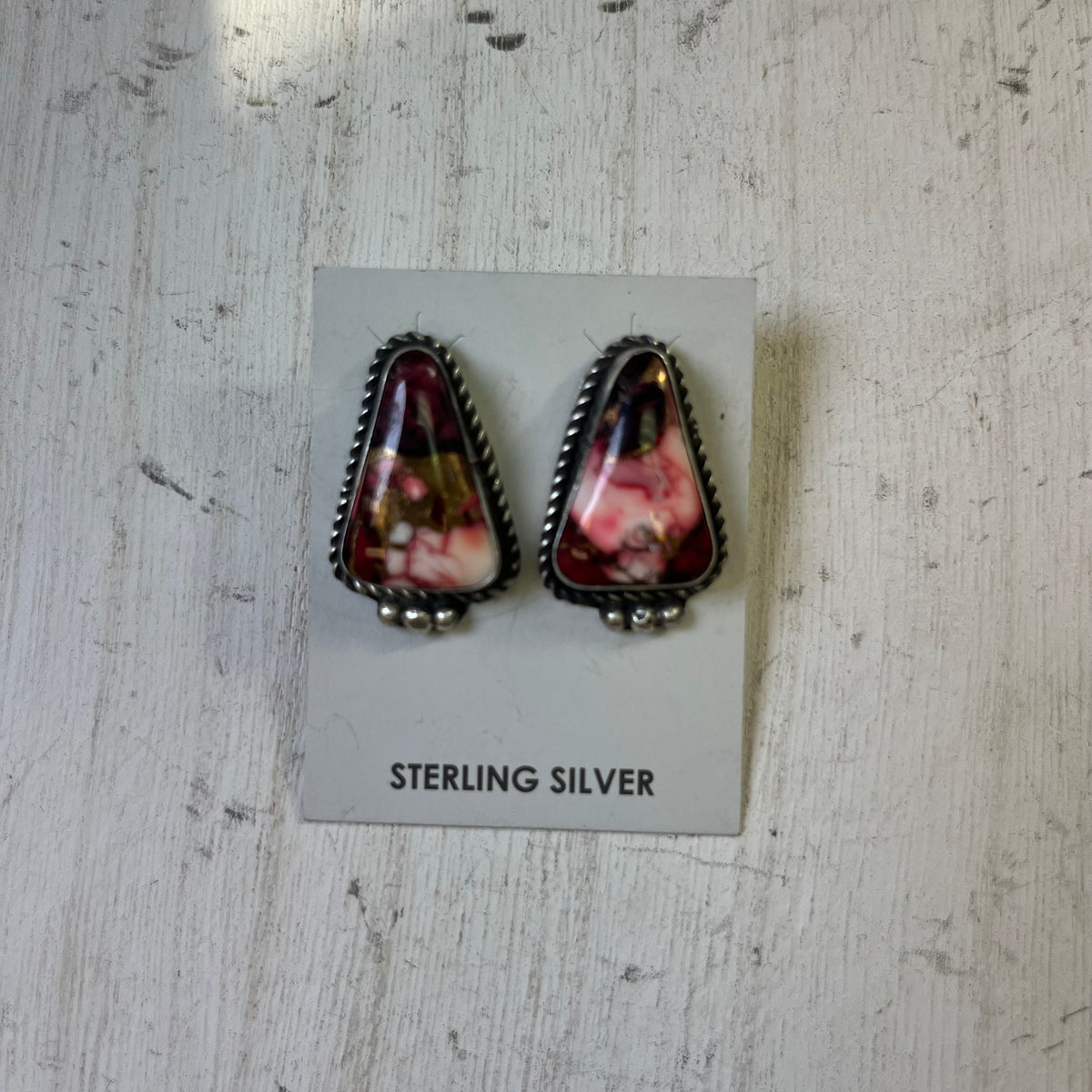 Dahlia Rose Triangle W/ Ball Detail Post Genuine Sterling Silver Earring
