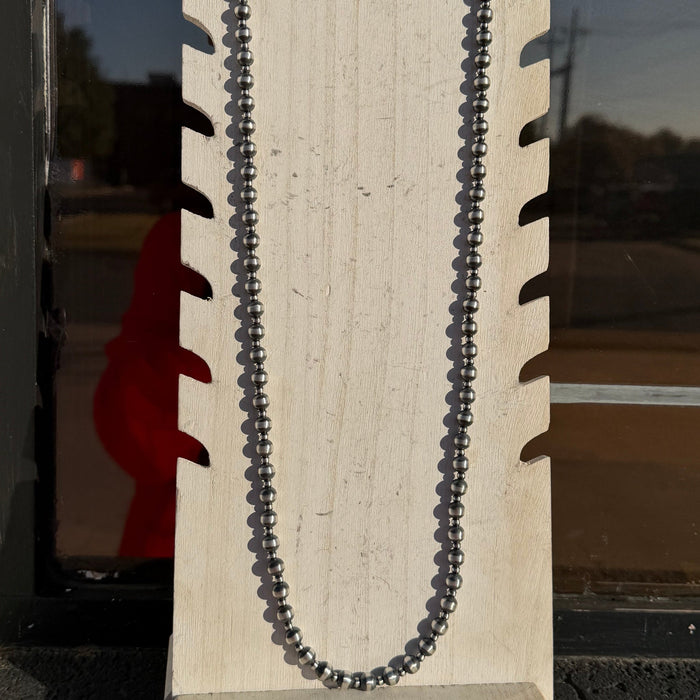 36 inch 4 & 8mm Navajo Pearls Patterned Sterling Silver Necklace - Country Lace Boutique