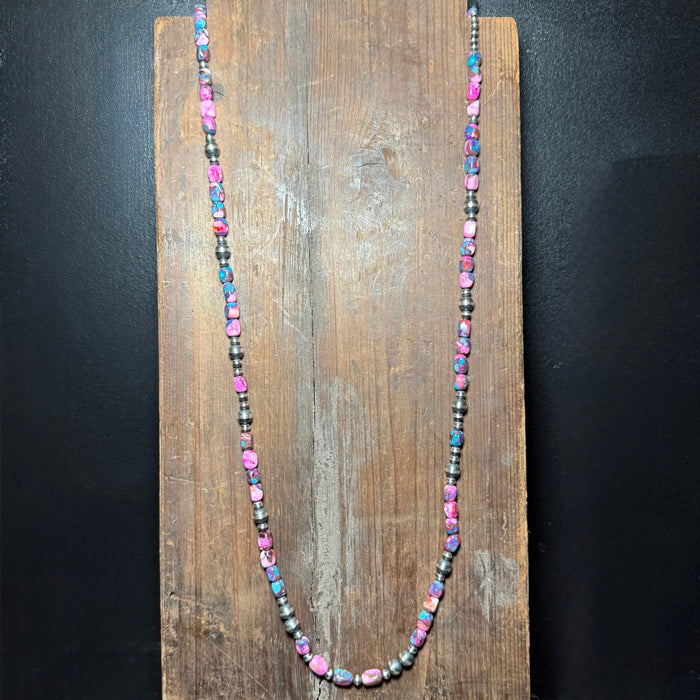 36 inch Patterned Navajo Pearls & Mohave Sterling Silver Necklace - Country Lace Boutique