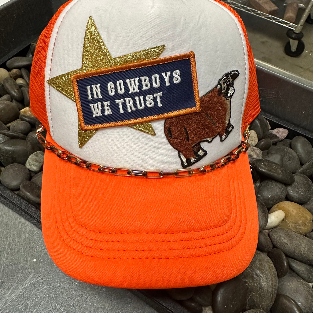 Orange In Cowboys We Trust Trucker Cap