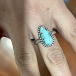 Turquoise Teardrop with Detail Size 8.5 Genuine Ring
