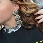 3 Fancy Stamped Dangle Concho Genuine Earring.