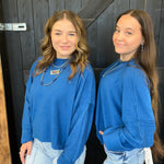 Blue Super Soft Inside Out Crop Long Sleeve Sweater