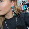 Stunning 4 Stone Blue Turquoise Wedding Drop Post Genuine Earring