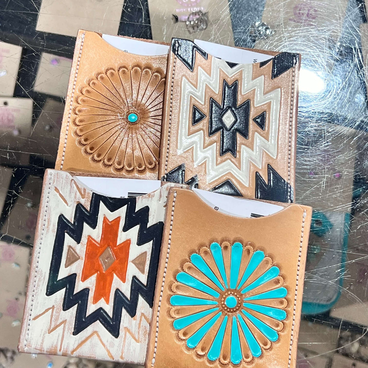 White Aztec Card Holder Wallet