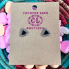 Onyx Black Triangle with Rope Detail Stud Genuine Earring