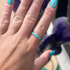 Dainty Single Row Turquoise Inlay Genuine Ring