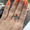 Dainty Turquoise & Red Coral with Sterling Silver flower Genuine Ring.