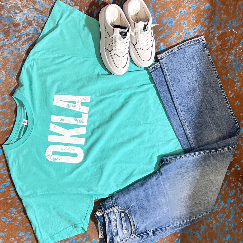 Sea Foam Green OKLA Crew Neck T-shirt / XL