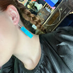 Short Rectangle Blue Turquoise  Slabs Genuine Earring