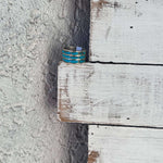 3 Row Inlay Kingman Turquoise Genuine Ring size 71