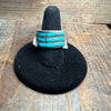 3 Row Inlay Kingman Turquoise Genuine Ring size 7