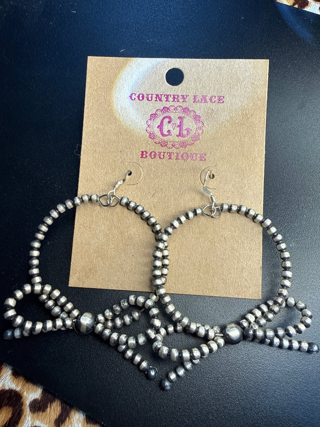 3mm Bow Navajo Pearl Round Dangle French Hook Sterling Silver Earring - Country Lace Boutique