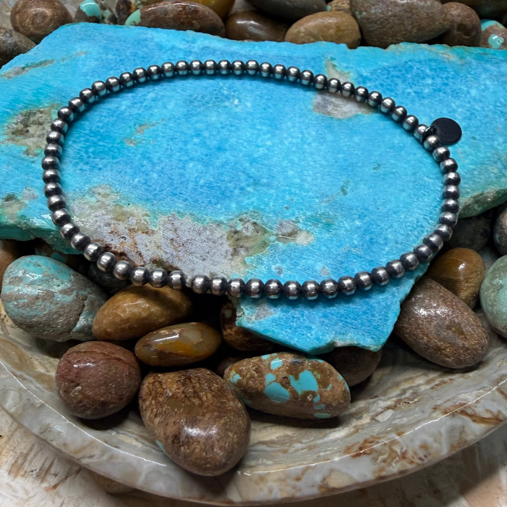 3mm Navajo Pearl Stretchy Sterling Silver Bracelet - Country Lace Boutique