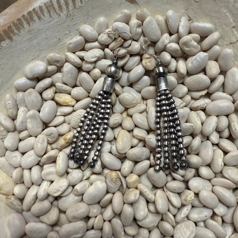 3mm Tassel w/ 8mm 2.5 Inch Dangle French Hook Sterling Silver Earring - Country Lace Boutique