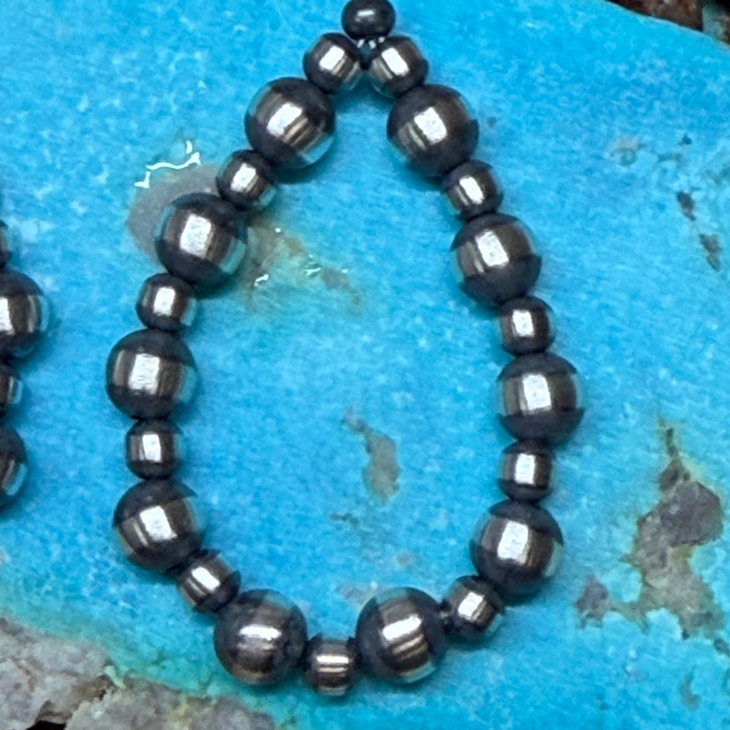 4 & 6mm Patterned Navajo Pearls Tear Drop French Hook Sterling Silver Earring - Country Lace Boutique