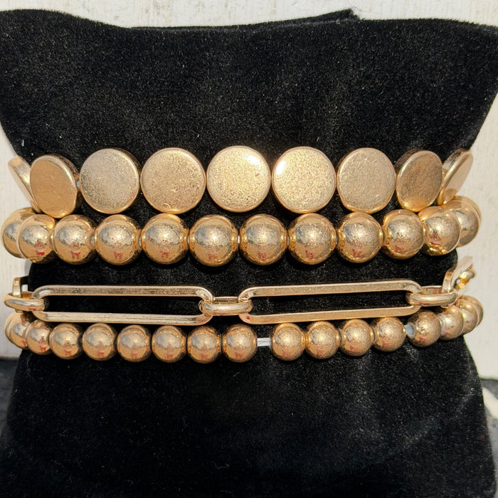 4 Fun Gold Stacking Fashion Bracelets - Country Lace Boutique