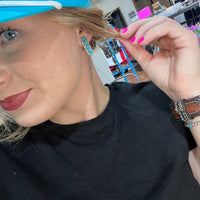 4 Stone Turquoise Post Stud Sterling Silver Earring - Country Lace Boutique