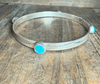 4 Turquoise Stone with Stamped Sterling Silver Bangle Bracelet - Country Lace Boutique