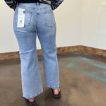 Light Wash Risen Crop Tummy Control Jeans
