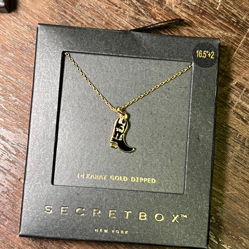 Dainty Black Boot Gold Fashion Necklace