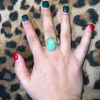 Braided Oval Turquoise Oval Sterling Silver Ring / Size 7.5