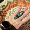 Huge Oval Turquoise with Detail Genuine Ring size 6.5