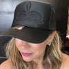 Black on Black Boot Stitch Trucker Cap